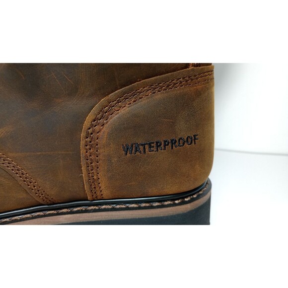 Justin Wyoming Waterproof Lace Up Safety Boot Men\'s 10D Brown Leather SE961 NEW
